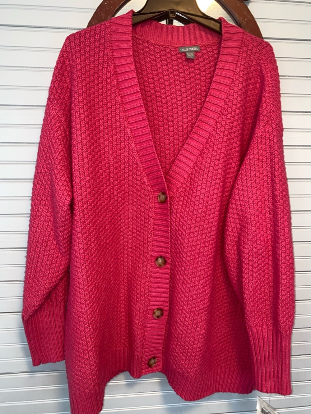 Women’s Hot Pink Button-Front Knit Cardigan Sweater